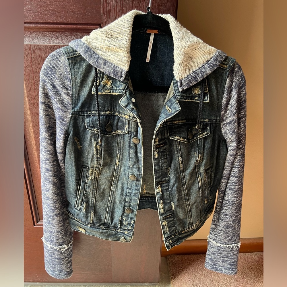 COPY - Free People Distressed Denim Hoodie Jean Jacket